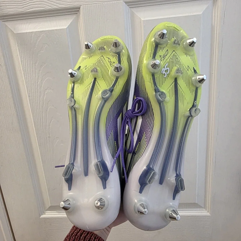 Adidas White‎ Purple Green F50 Elite Firm Ground Athletic Cleats Size 11